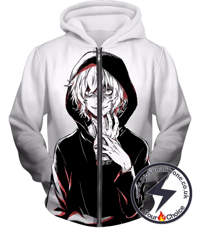 My Hero Academia Super Crazy League of Villains Leader Shigaraki Tomura Cool Promo White Zip Up Hoodie